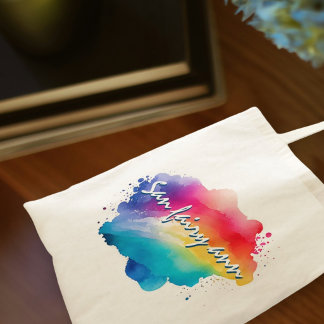 Kleurrijk aquarel regenboog positieve quote tote bag