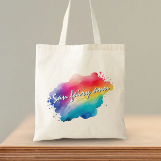 Kleurrijk aquarel regenboog positieve quote tote bag