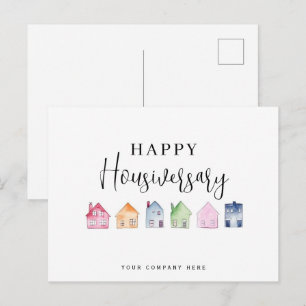 Kleurrijk Aquarelhuis Gelukkig Housiversary Briefkaart