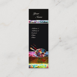 KLEURRIJK ARTIEST KLEURENPALET EN BORSTELS MINI VISITEKAARTJE