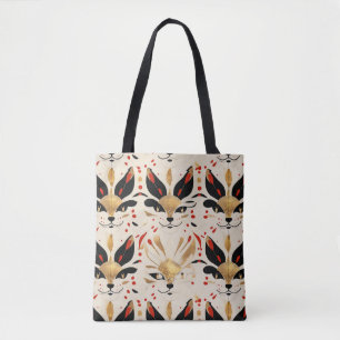 Kleurrijk artistiek art nouveau kattenpatroon draagtas