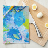 Kleurrijk artistiek palet en penselen, uniek grapp theedoek (Quarter Fold)