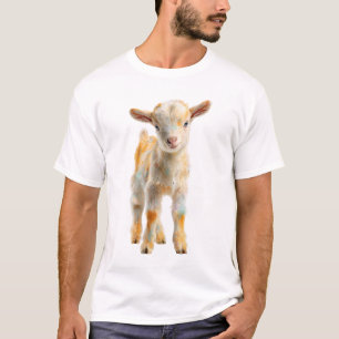 Kleurrijk Artistiek Pastelkleurig Babygeitenportre T-shirt