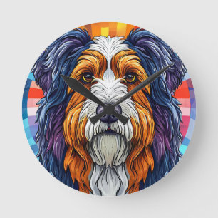 Kleurrijk artistiek portret van een hond ronde klok