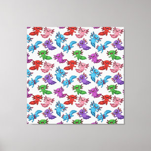 Kleurrijk_Axolotl_Friends_Seamless_Pattern Canvas Afdruk