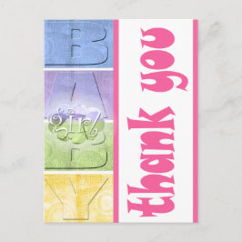 Kleurrijk Baby shower Dank u briefkaart