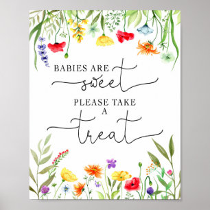 Kleurrijk baby shower voor wildbloemen poster