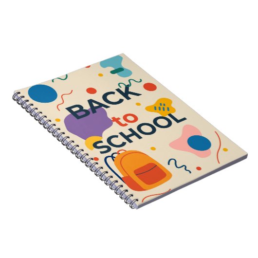 Kleurrijk Back to School ontwerp met rugzak Notitieboek (Rechterzijde)
