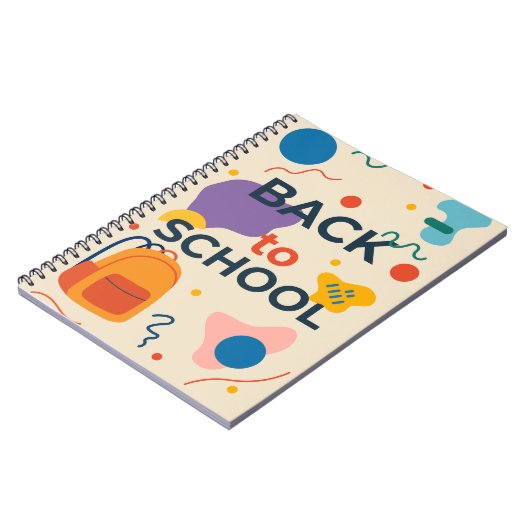Kleurrijk Back to School ontwerp met rugzak Notitieboek (Linkerzijde)