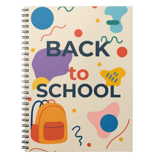 Kleurrijk Back to School ontwerp met rugzak Notitieboek (Voorkant)