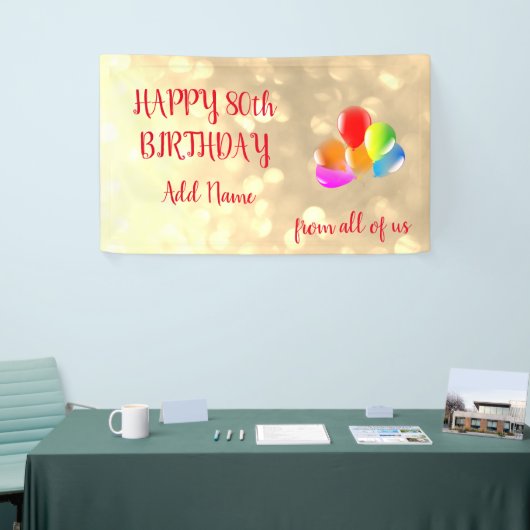 Kleurrijk ballonontwerp Gelukkige 80ste Verjaardag Spandoek (Beurs)