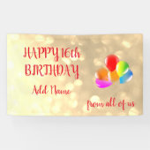 Kleurrijk ballonontwerp Happy 16th Birthday Spandoek (Horizontaal)