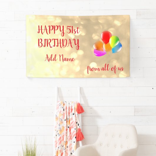 Kleurrijk ballonontwerp Happy 51st Birthday Spandoek (Insitu)