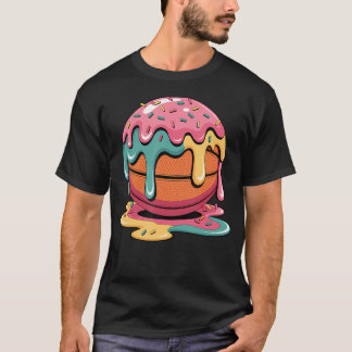 Kleurrijk Basketbal Ijs Drip Smeltend Ijs T-shirt