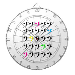 Kleurrijk Bass Clef Rasterpatroon – Moderne Muziek Dartbord
