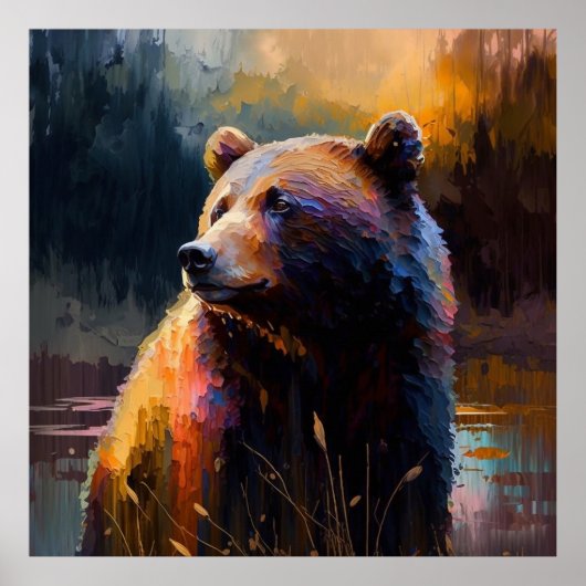 Kleurrijk Beer Abstract schilderen Cabine Art Poster (Voorkant)