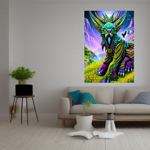 Kleurrijk beer beest AI Art Poster