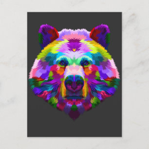 Kleurrijk Beer Illustration Mountain Forest Animal Briefkaart