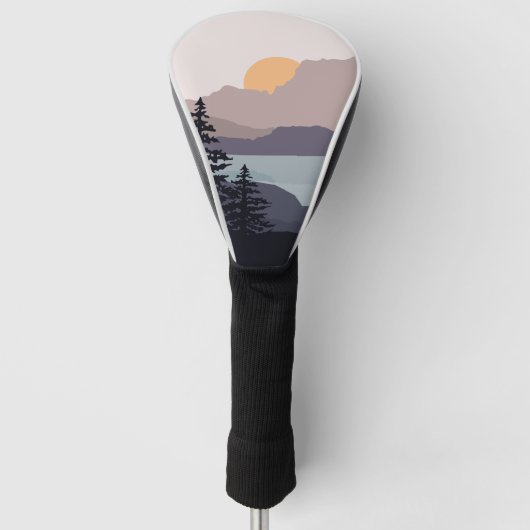 Kleurrijk Bergmeer zonsopgang landschap Golfheadcover (Voorkant)