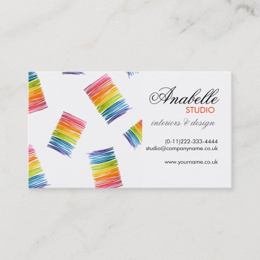 Kleurrijk binnenontwerp van regenboogstrepen visitekaartje (Voorkant)