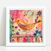 KLEURRIJK BIRD MIXED MEDIA POSTER