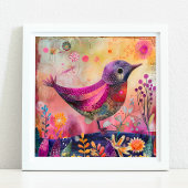 KLEURRIJK BIRD MIXED MEDIA POSTER