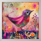 KLEURRIJK BIRD MIXED MEDIA POSTER (Voorkant)