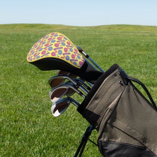 Kleurrijk Bitcoin-patroon Golfheadcover (Insitu)