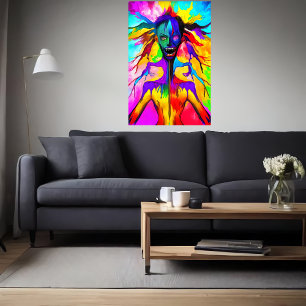 Kleurrijk bizar portret   AI Art. Poster
