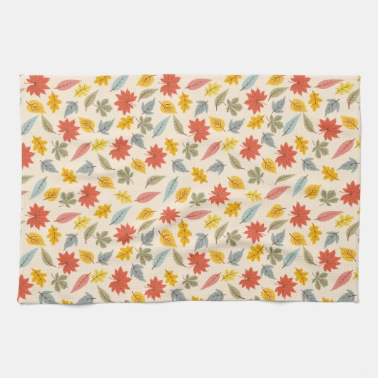 Kleurrijk blad Herfst patroon Theedoek (Horizontaal)