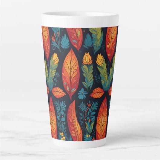 Kleurrijk blad in de herfst latte mok (Voorkant)