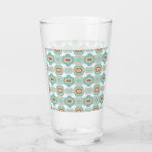 Kleurrijk blauw/bruin/bruin medaillon glas (Achterkant)