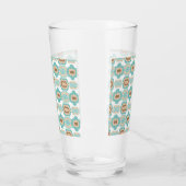 Kleurrijk blauw/bruin/bruin medaillon glas (Links)