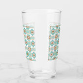 Kleurrijk blauw/bruin/bruin medaillon glas (Rechts)