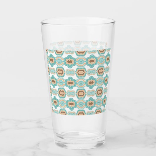 Kleurrijk blauw/bruin/bruin medaillon glas (Voorkant)