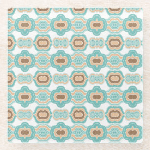 Kleurrijk blauw/bruin/bruin medaillon glazen onderzetter