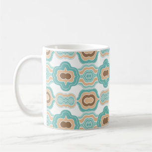 Kleurrijk blauw/bruin/bruin medaillon koffiemok