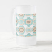 Kleurrijk blauw/bruin/bruin medaillon matglas bierpul (Voorkant links)