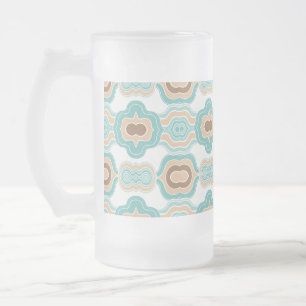 Kleurrijk blauw/bruin/bruin medaillon matglas bierpul