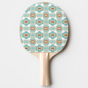 Kleurrijk blauw/bruin/bruin medaillon tafeltennisbatje