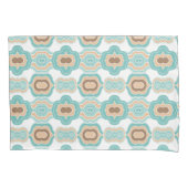 Kleurrijk blauw/geelbruin medaillon kussensloop (Voorkant)