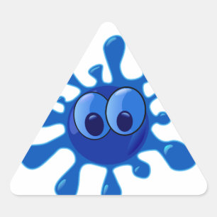 Kleurrijk Blauw Grappig Splat Patroon Driehoek Sticker