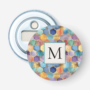 Kleurrijk Blauw Paars Oranje Geel Abstract Button Flesopener
