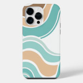 Kleurrijk blauw/tan/bruin golvend iPhone hoesje (Achterkant)