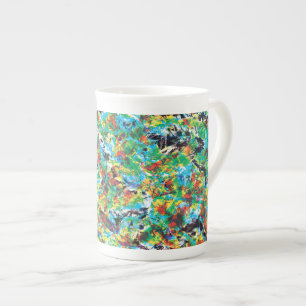 Kleurrijk blauwgroen het patroonart. van de de porselein kop