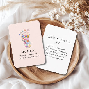 Kleurrijk Bloem Baby Voetafdruk Logo Blush-Roze  Visitekaartje