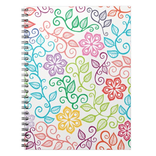 Kleurrijk Bloemen Gepersonaliseerd Spiraalvormig Notitieboek (Voorkant)