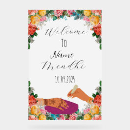 Kleurrijk bloemen Mendhi teken Acryl Bord