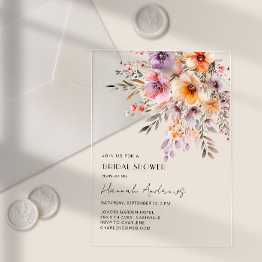 Kleurrijk, bloemenboeket Vrijgezellenfeest Acryl Uitnodigingen