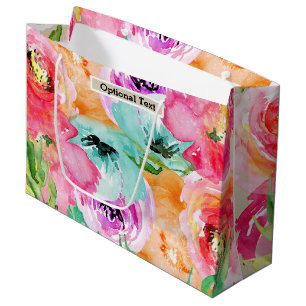 Kleurrijk Bloemend Modern Rustiek Botanisch Kraft Groot Cadeauzakje